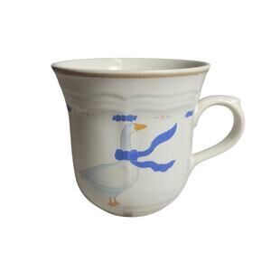 Countryside Geese Pattern Coffee Mug/Cup Vintage 1987 Newcor Stoneware